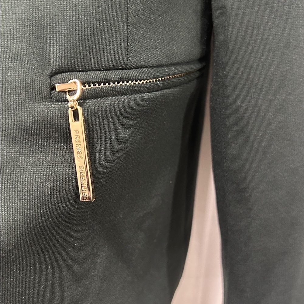 Premise Dark Green Blazer with Gold Zipper Accents - Picture 3 of 7